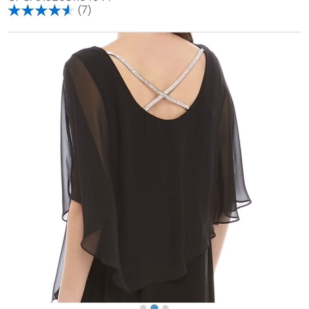 Macys Black Chiffon Formal Dress Rhinestones Petite Prom Wedding Graduation